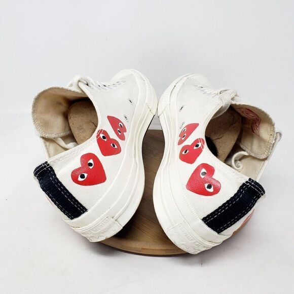 Converse Chuck Taylor x CDG Play Mens 10 Shoe Multi Hearts Off White Low Sneaker - Picture 10 of 14